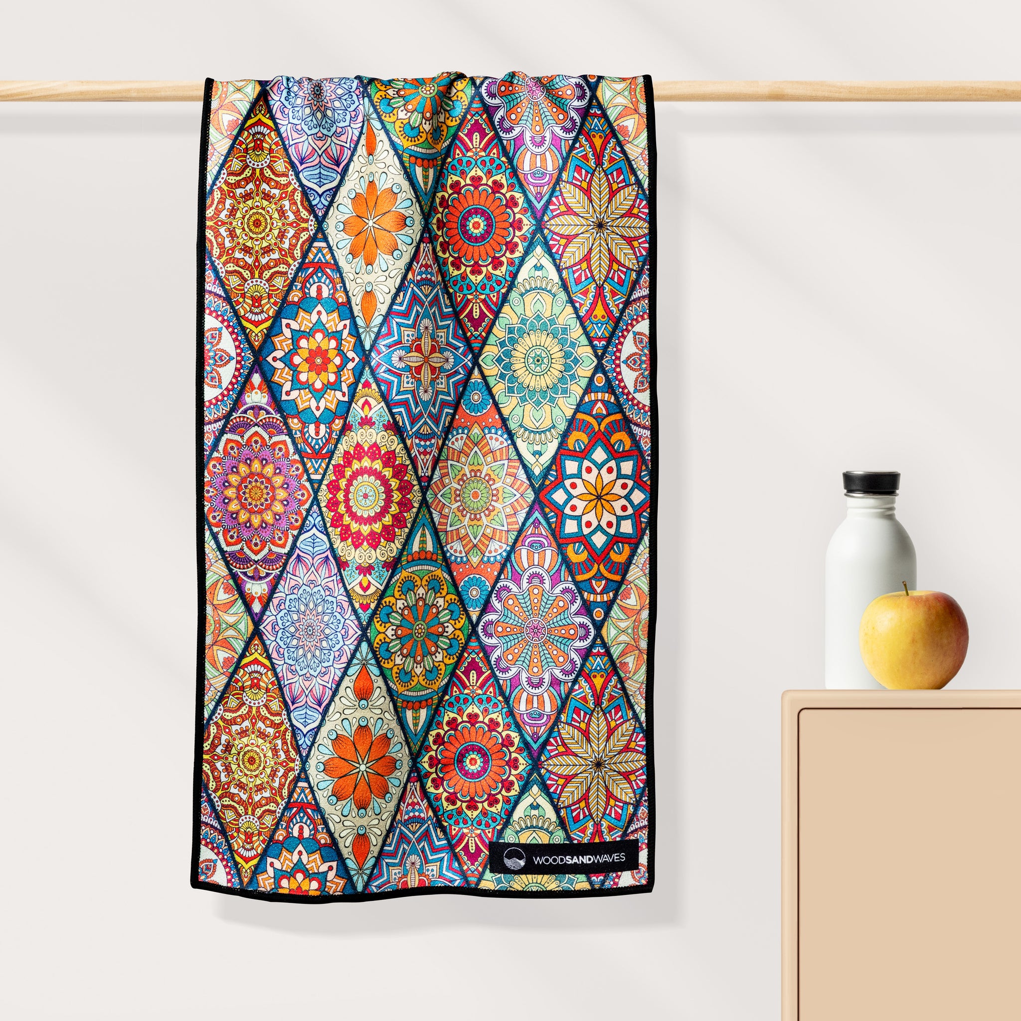 Mosaics - Ultra-leichtes Outdoor-und Wanderhandtuch  - 80cm x 40cm - WOODSANDWAVES
