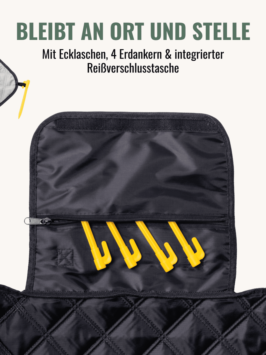 Aztec Trial - Picknick - und Stranddecke (isoliert) 200 x 200 cm - XXL Picknickmatte aus recyceltem PET - wasserdicht und wärmend - woodsandwaves.co