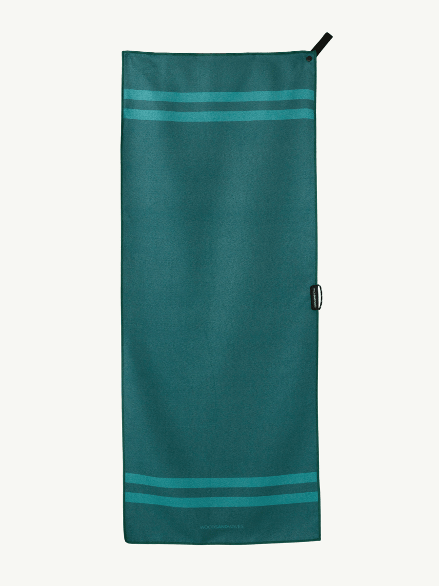 Stripes Teal - Sporthandtuch mit Magnet & Zipper - Tasche - woodsandwaves.co