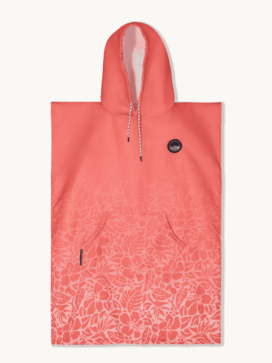 Surf - Poncho - für Frauen & Männer - aus schnelltrocknender und leichter Mikrofaser - Tropical Bloom - woodsandwaves.co